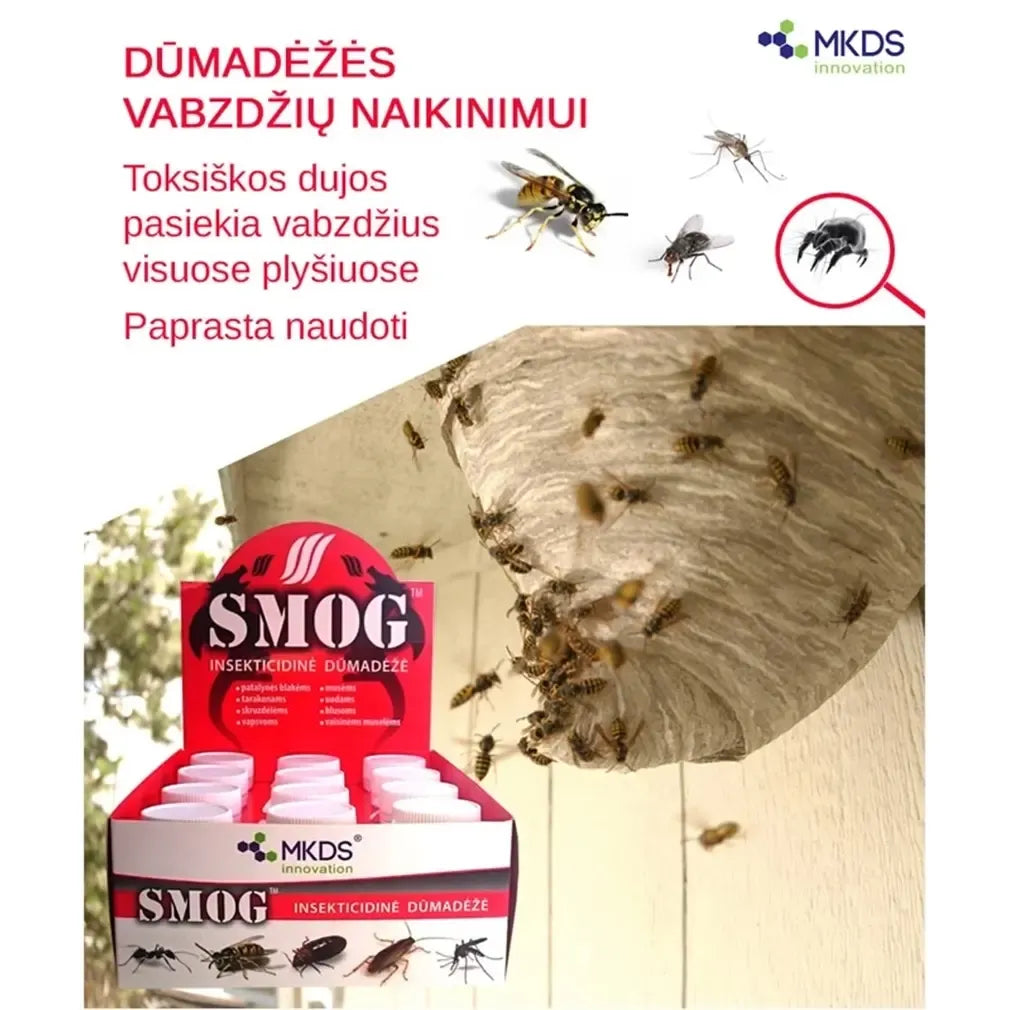 SMOG midi insekticidinė dūmadėžė, 11 g, veiksminga vabzdžių naikinimui, geltona ir kompaktiška, tinka namų apsaugai