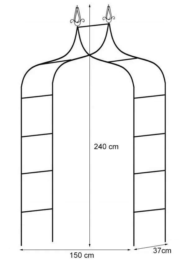 Sodo pergola augalams 150 × 37 × 240 cm, metalinė, juoda