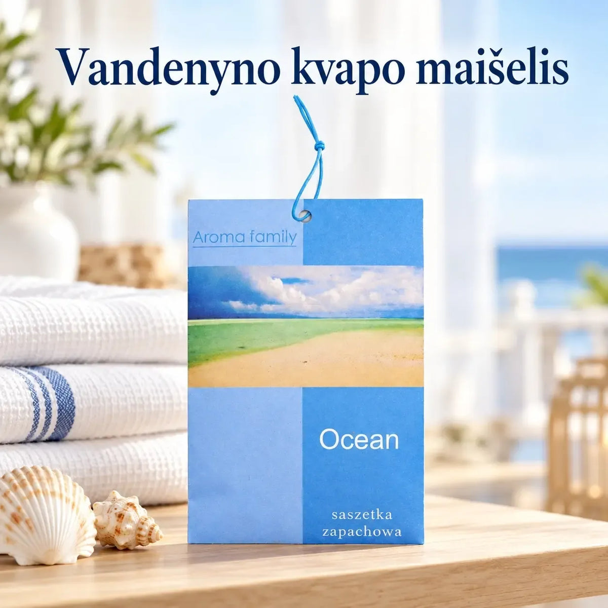 Spintos kvapas „Vandenynas“ – gaivus ir šviežias oro kvapas, skirtas drabužių ir spintos aromatizavimui.