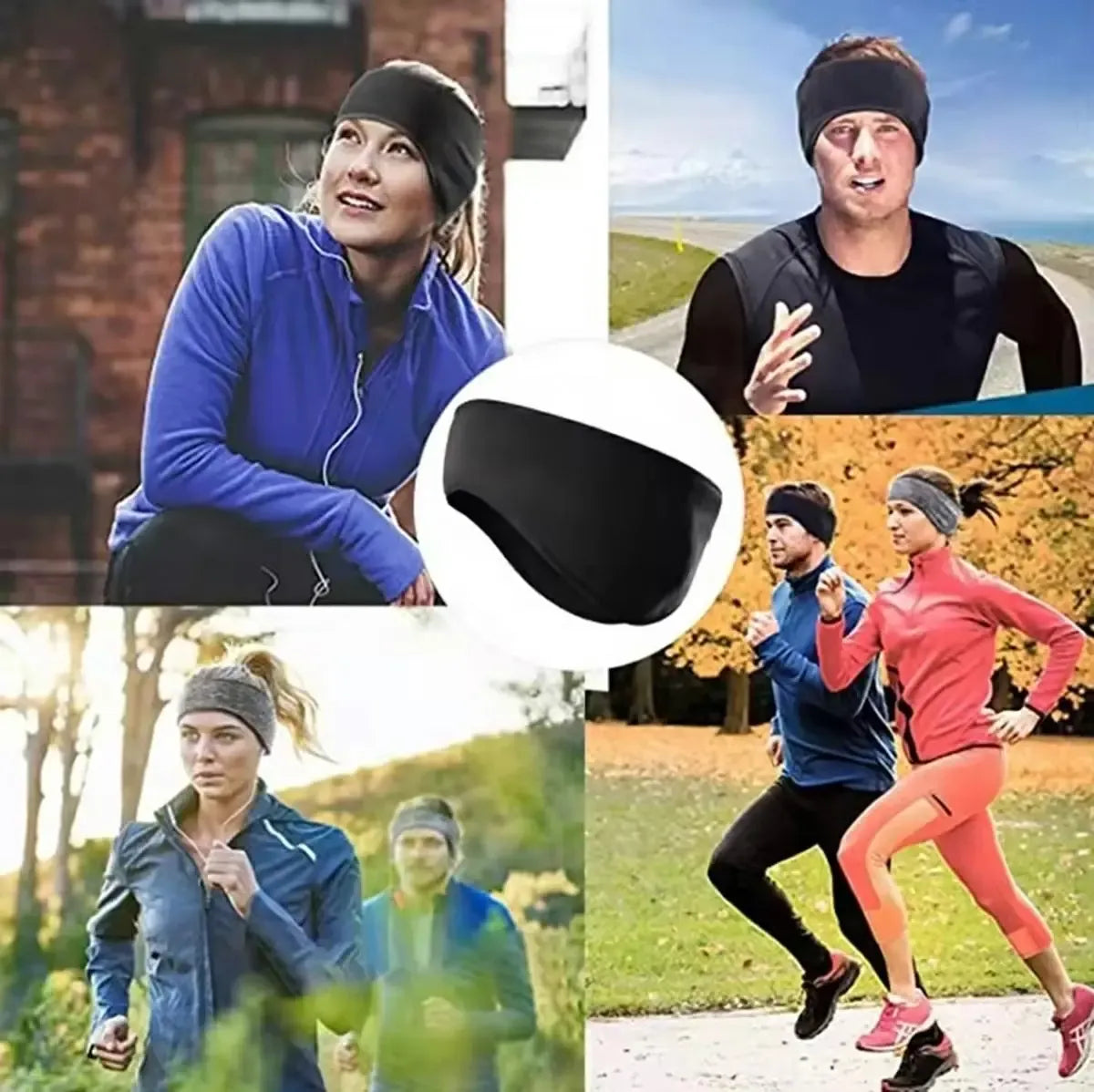 Sportinė galvos juosta, lanksti ir patogi, skirta aktyviam sportui ir treniruotėms, su orui pralaidžia medžiaga.