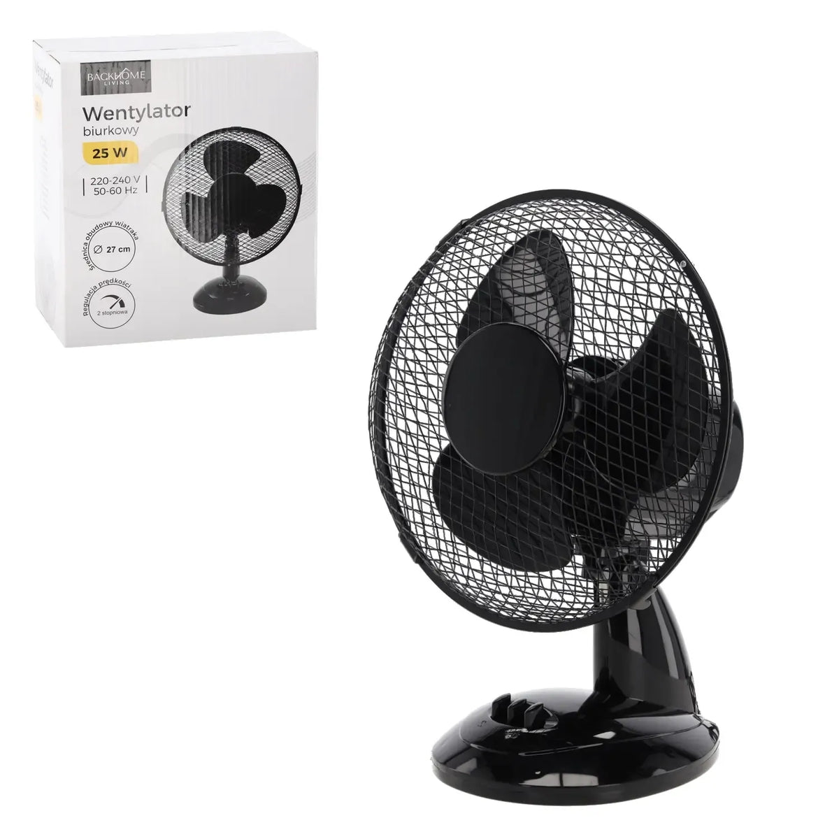 Galda ventilators 25 W, melns