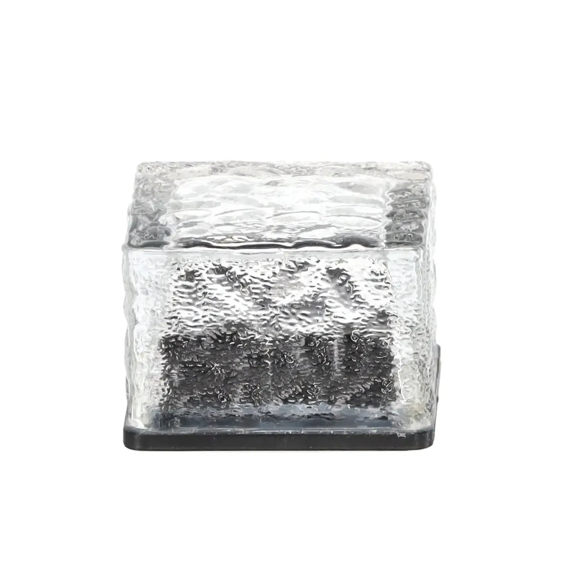 Stiklinė saulės lempa kubo formos, 7x7x5 cm, šviesiai balta LED šviesa, dekoratyvi ir energiją taupanti lempa
