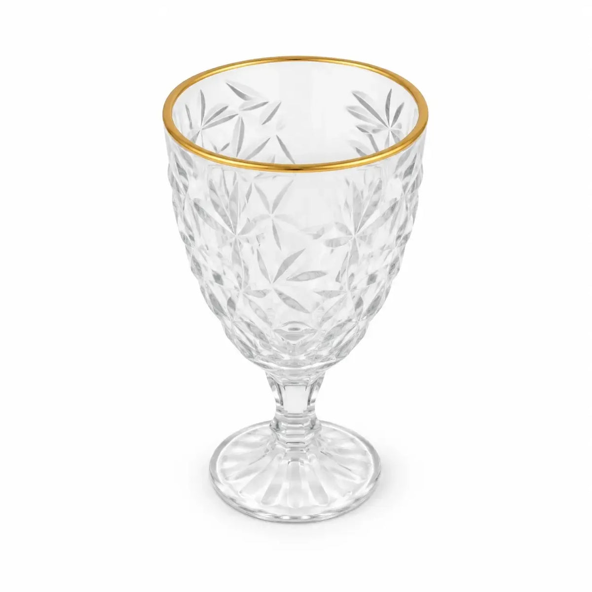 Stiklinė taurė TR1849 su aukso spalvos krašteliais, 280 ml, elegantiška ir subtili stiklinė gėrimams.