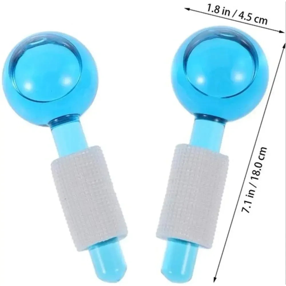 Stikliniai veido masažo kamuoliukai Cryo Globes, 2 vnt., skirti odos švelniam masažui ir atgaivinimui.