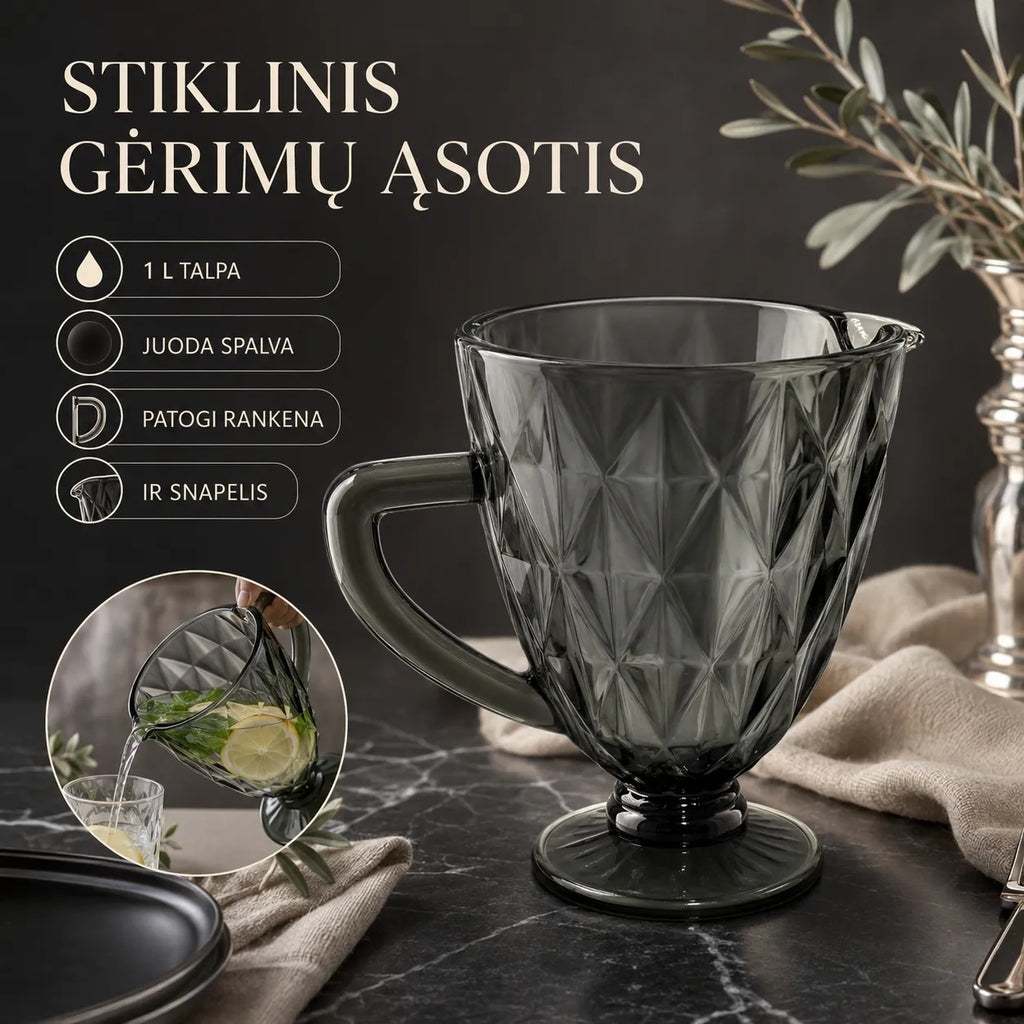 Stiklinis ąsotis "Black"