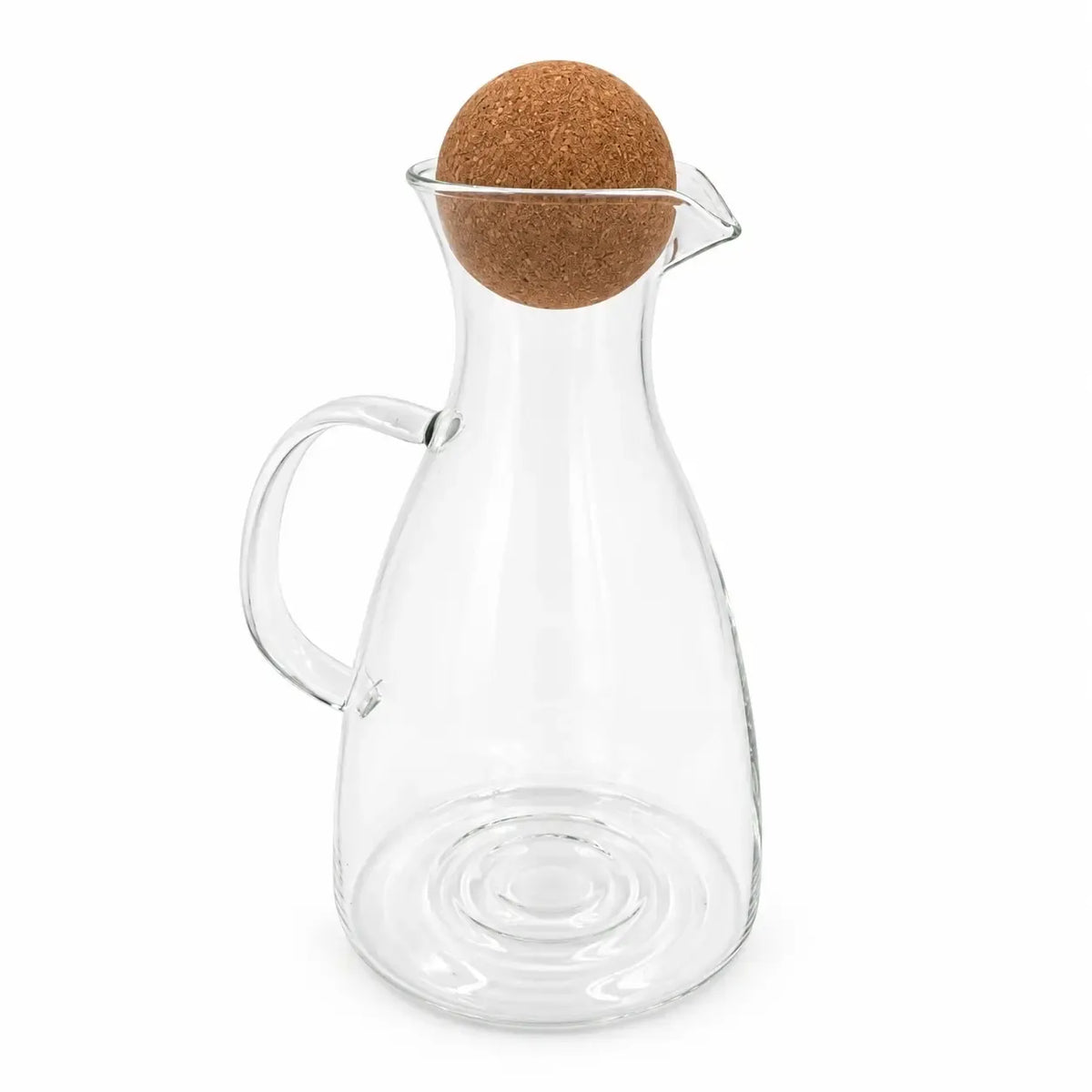 Porcelianis stiklinis ąsotis su kamštiniu dangteliu, 1600 ml, skaidrus ir praktiškas namų virtuvei.