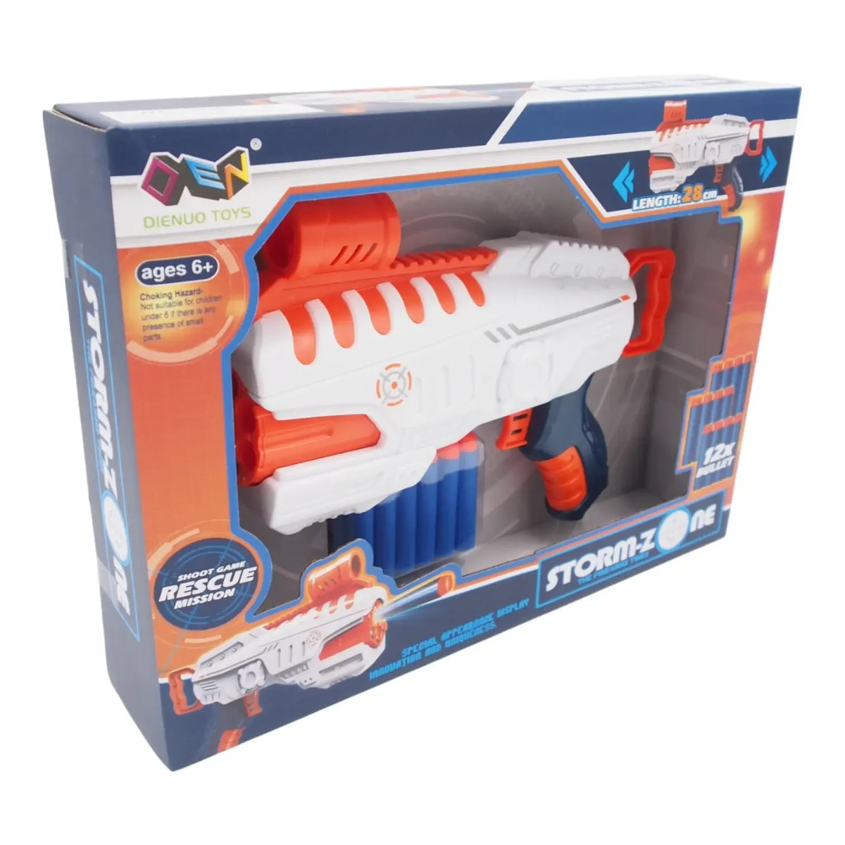 Žaislinis pistoletas Storm-Zone Gun Battle Series su šoviniais, tamsiai žalios spalvos ir detaliomis rankenos detalėmis.