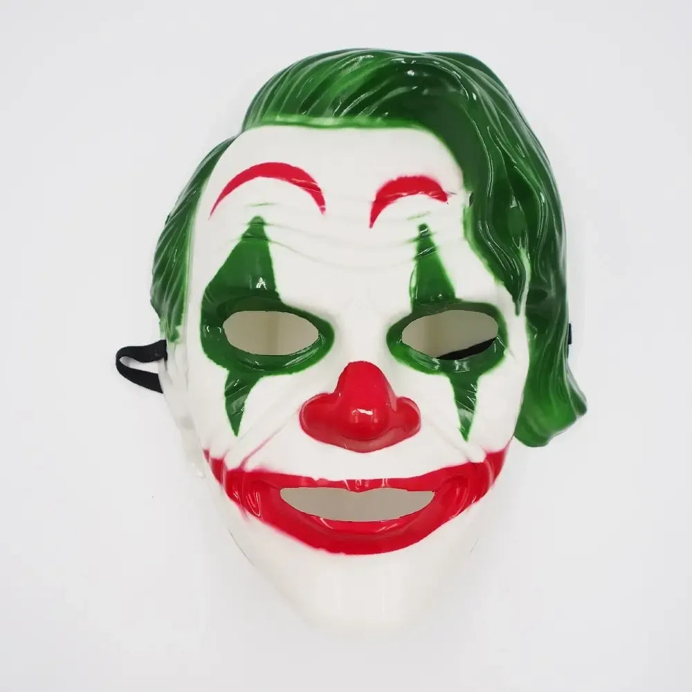 Juokinga Joker šventinė kaukė su išraiškinga veido išraiška ir ryškiomis spalvomis, skirta kostiumo šventėms.
