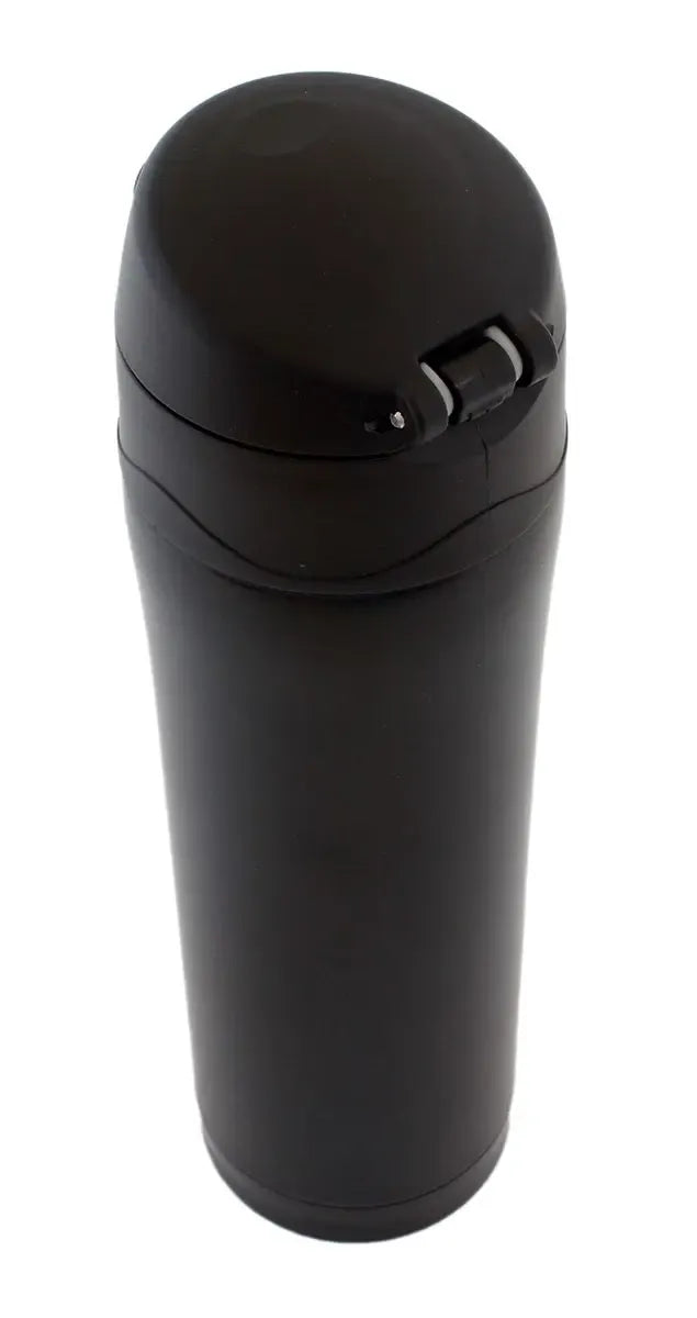 Stilingas 450 ml nerūdijančio plieno termo puodelis su matiniu paviršiumi ir patogiu dangteliu.