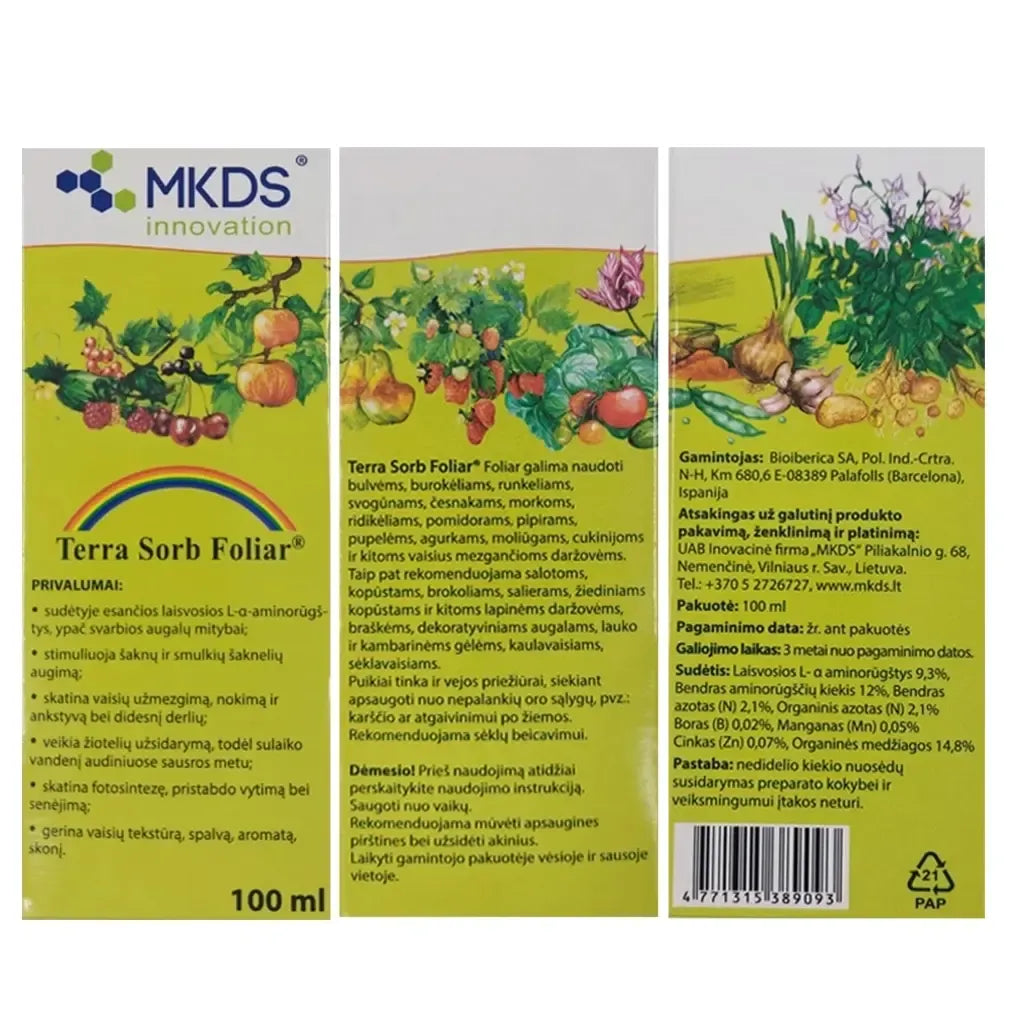 Folio aminorūgščių purškiklis augalams, 100 ml, Terra Sorb, padeda pagerinti augalų augimą ir sveikatą.
