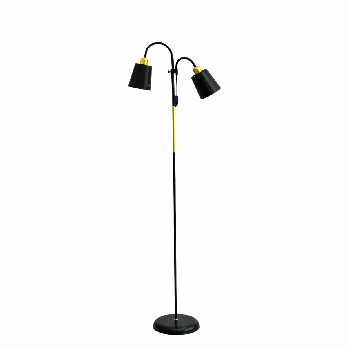 Industrinis dvigubas toršeras, aukštas 192 cm, metalinė konstrukcija, modernus apšvietimo sprendimas.
