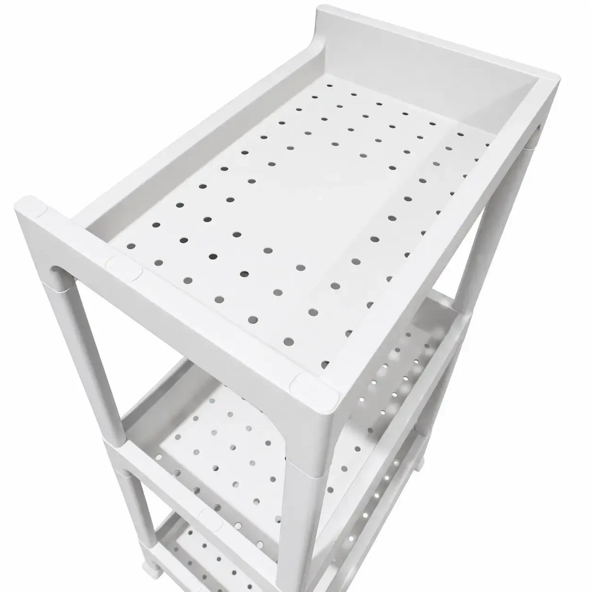 Trijų aukštų medinė lentynėlė 40 × 25 × 82 cm, tinkama organizacijai ir dekoravimui namuose ar biure.