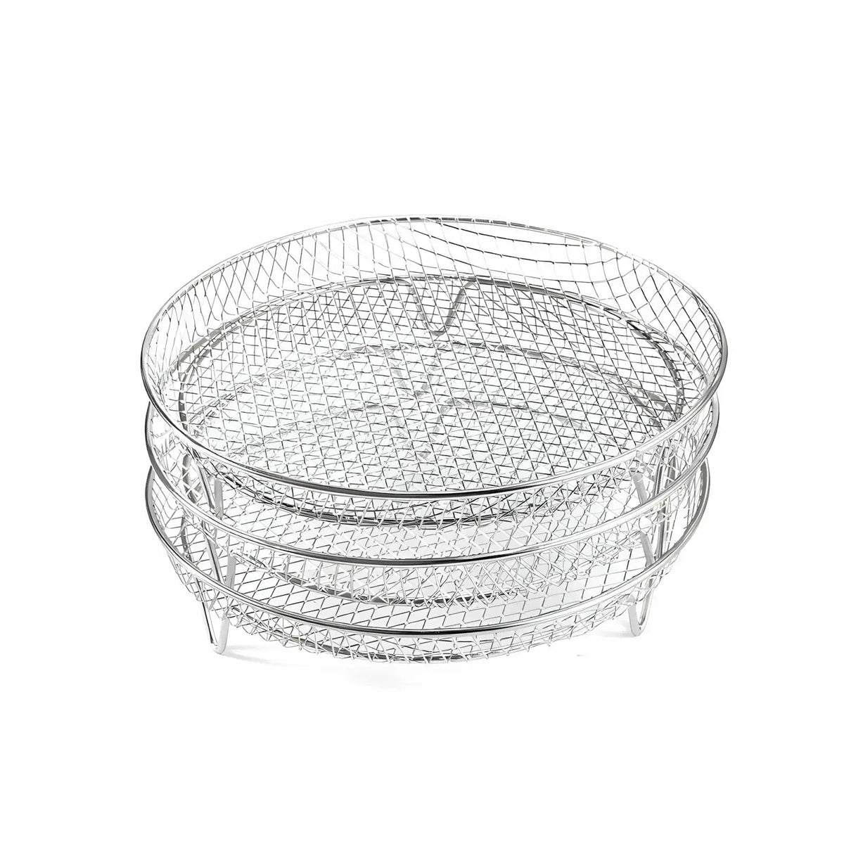Tvirtas plieninis stovas gruzdintuvei su trimis lentynėlėmis, patogus ir stabilus Air Fryer stovėjimo laikiklis.