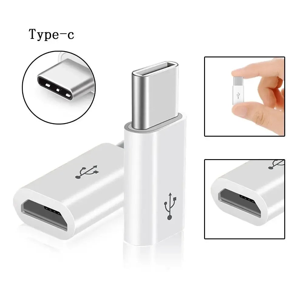 USB 3.1 Type C į Micro USB 2.0 5 pino adapteris, skirtas duomenų perdavimui ir įkrovimui, matomas vaizde.