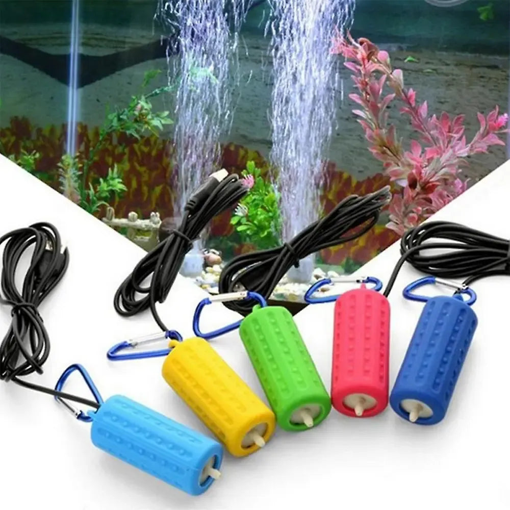 USB deguonies pompa akvariumui, mažas kompaktiškas oro siurblys su prijungimo jungtimi, skirta deguonies tiekimui akvariume.