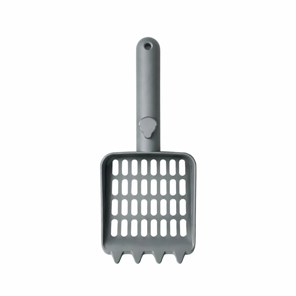 Uždara kačių kraiko dėžė su dviem angomis, tinkama katėms, saugiai ir patogiai naudoti, pagaminta iš plastiko.