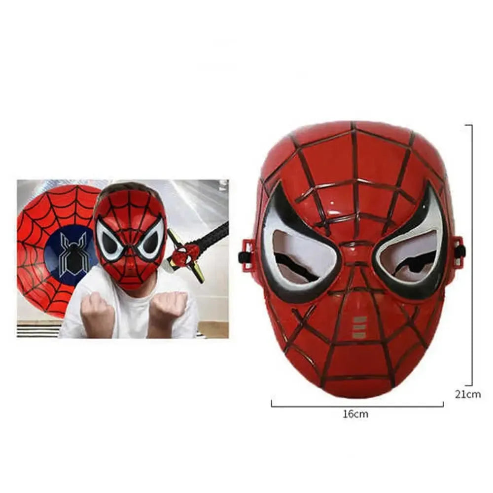 Vaikiška Spider-Man kaukė, matmenys 21x16 cm, raudonos ir mėlynos spalvos, su Spider-Man simboliu, plastikinė vaikų žaidimų kaukė