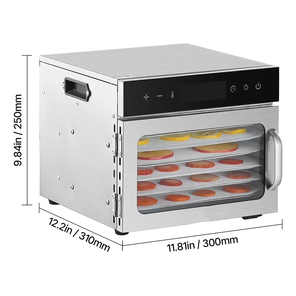 Vaisių ir maisto džiovyklė 400 W, 6 padėklų, nerūdijančio plieno