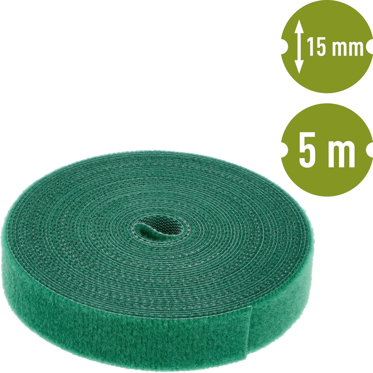 Velcro tipo augalų tvirtinimo juosta, 5 m ilgio, lanksti ir patvari, skirta augalų tvirtinimui ir priežiūrai.