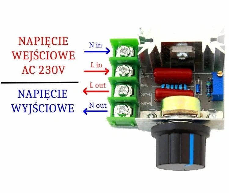 Vienfazių variklių greičio ir galios reguliatorius, 230 V, 2000 W