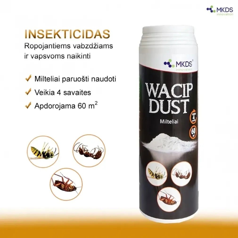 Ropojantiems vabzdžiams ir vapsvoms WACIP DUST milteliai, 500 g, natūrali priemonė vabzdžių kontrolėms.