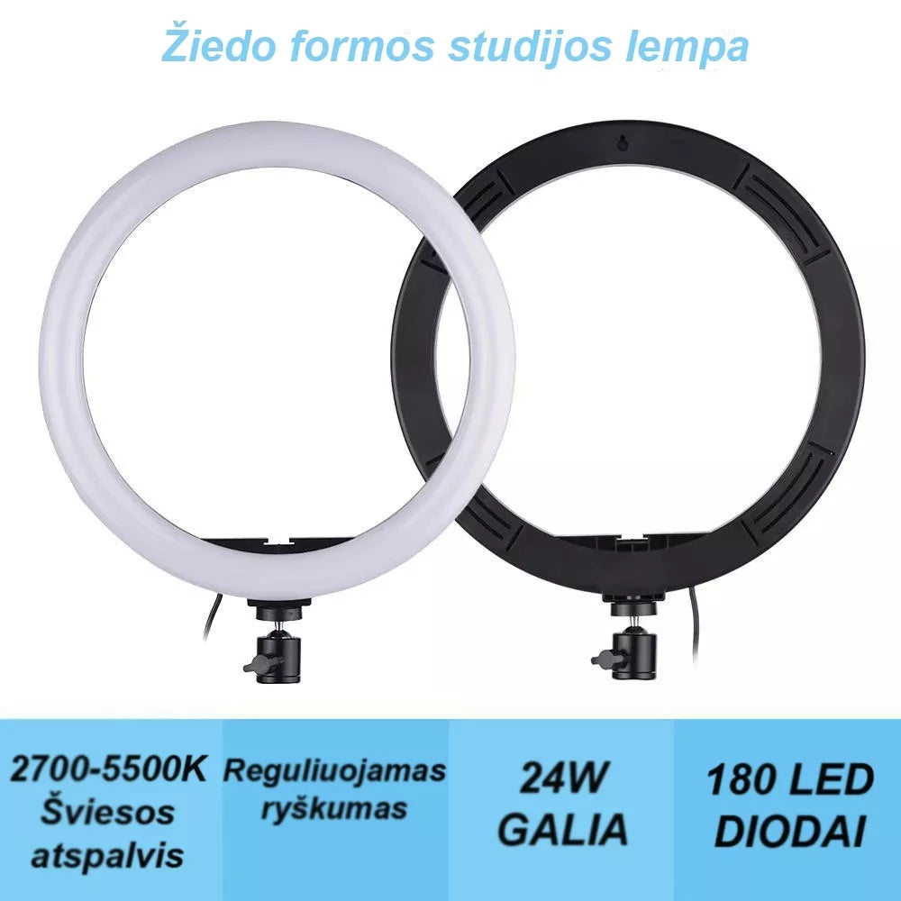 Žiedo Formos Lempa Fotografavimui, Makiažui 24W